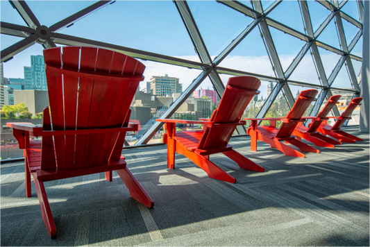 Tranquility: City view from an Adirondack chair